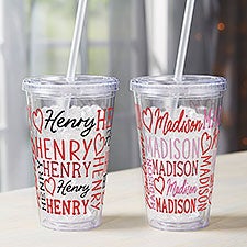 Repeating Name Heart Personalized Insulated Acrylic Tumbler - 50582