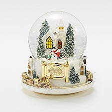 Engraved Logo Large Colorful Village with Train Snow Globe - 50658