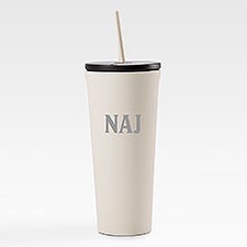 Engraved Corkcicle Monogram 24oz Cold Cup with Straw in Latte Cream    - 50753