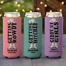 Western Wedding Personalized Slim Can Cooler - 50795