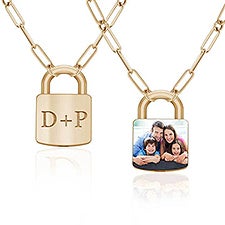 Personalized Initial  Photo Padlock Necklace - 51230D