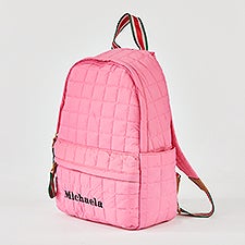 Embroidered Shiraleah Quilted Backpack in Pink    - 51231