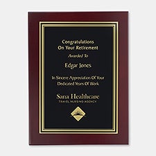 Custom Retirement Logo Mahogany Finish Plaque - 51251