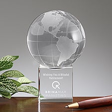 Custom Retirement Glass Globe Award- Logo - 51256