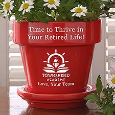 Custom Retirement Logo Red Flower Pot - 51261