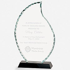 Custom Retirement Logo Glass Flame and Base Award - 51267