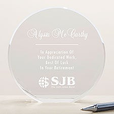 Custom Retirement Logo Round Crystal Award- Large  - 51304