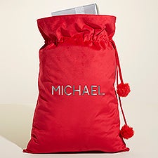 Glistening Name Metallic Foil Personalized Red Santa Sack  - 51793