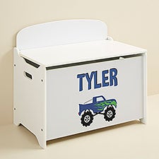 Construction  Monster Trucks Personalized Kids Toy Box - 51816