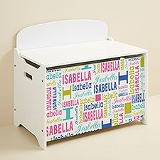 Trendy Repeating Name Personalized Kids Toy Box - 51819