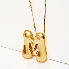 Custom Bubble Letter Initial Necklace  - 51912D