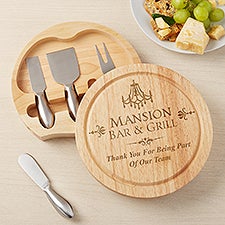 Personalized Logo Round Cheese Board  Tool Set - 51948