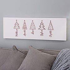 Scripted Christmas Tree Personalized Long Canvas Print  - 51949