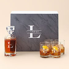 Whiskey Glass  Decanter Personalized Gift Set - Lavish Last Name  - 51957