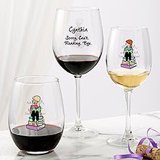 Book Lover philoSophies® Personalized Wine Glasses - 52455