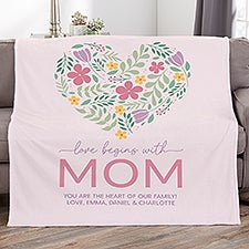 Love Begins With Mom Personalized Blanket - 52626