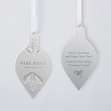 Engraved Logo Silver Evergreen Drop Ornament - 52685