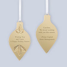 Engraved Logo Golden Evergreen Drop Ornament - 52686