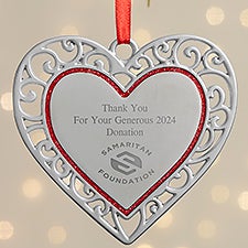 Personalized Logo Lattice Metal Heart Ornament - 52743