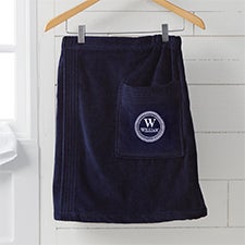 Gentlemans Seal Embroidered Velour Towel Wrap for Men - Navy - 52813