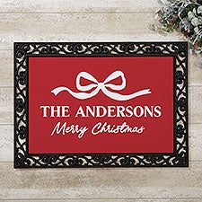 Christmas Bow Personalized Doormats - 52874