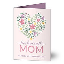 Love Begins With Mom Personalized Greeting Card - 52970