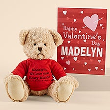 Valentine Teddy Bear and Coloring Book Personalized Gift Bundle - 53024