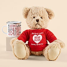 Valentine Personalized Teddy Bear and Heart Mug Gift Bundle - 53025