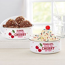 Sweet Cherries Personalized Enamel Bowl with Lid - 53409