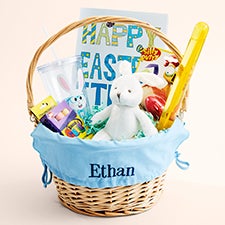 Embroidered Blue Easter Basket  Gift Bundle - 54272