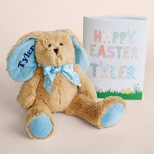 Embroidered Blue Easter Bunny  Coloring Book Gift Bundle - 54276