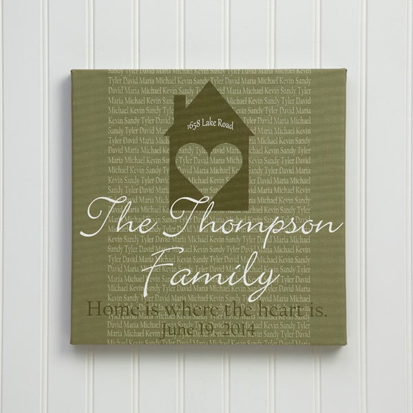 10077   Home Is Where The Heart Is Personalized Canvas Art   Beige