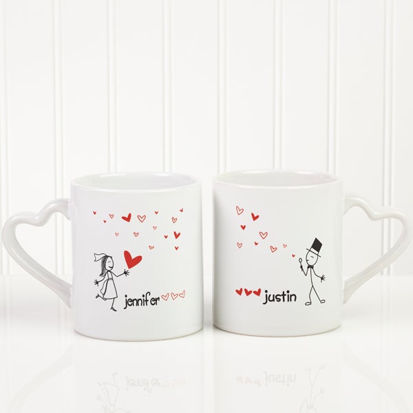 Blown Away By Love Personalized Wedding Mug Set