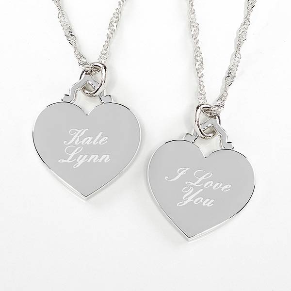 Personalized Engraved Heart Photo Engraved Pendant Necklace