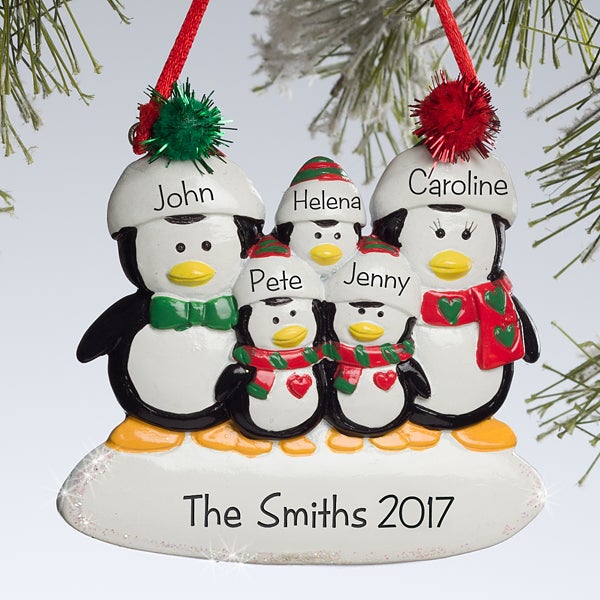 Personalized Family Christmas Ornaments - Penguins - 10775