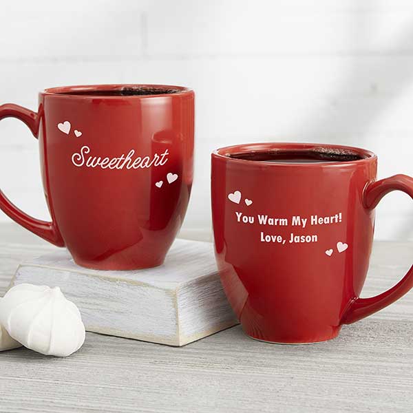 Mug émaillé personnalisé Main coeur + date - My Pretty Little Store