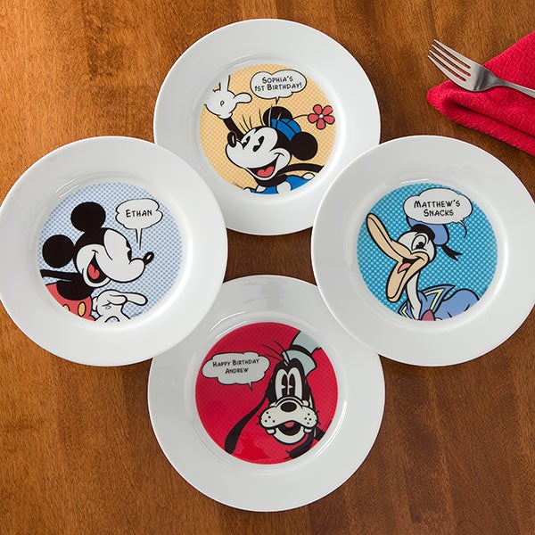 Ceramic Walt Disney Plates Set of 4 Mickey Mouse Minnie Donald