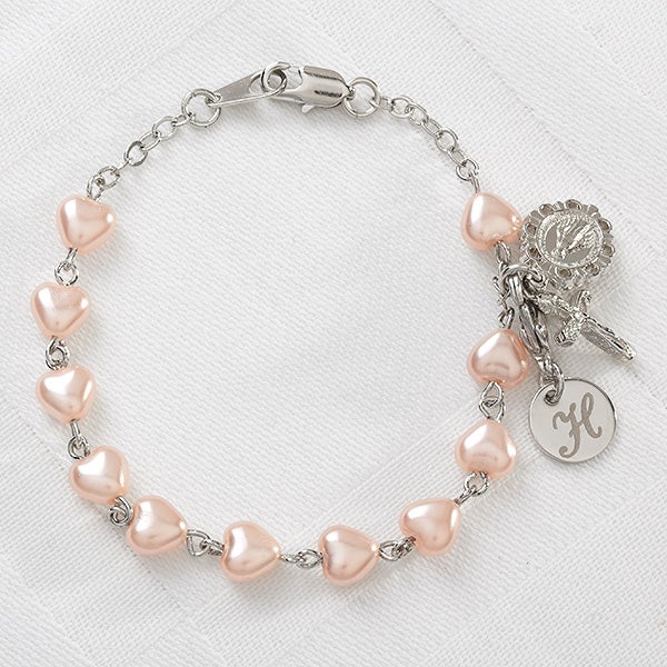 Personalized Heart Rosary Bracelet - 11361