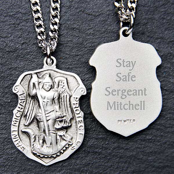 Personalized St Michael Law Enforcement Pendant - 11363