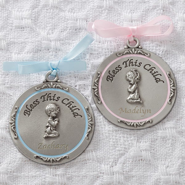 11607   Bless This Child Personalized Crib Medallion   Both Versions