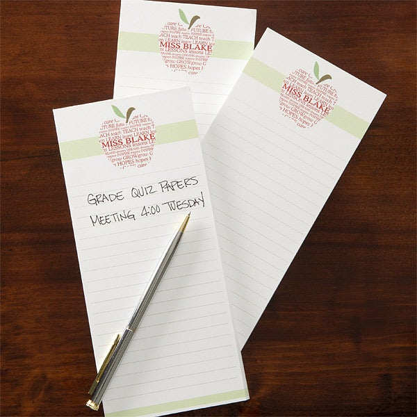 Personalized Teacher's Note Pad Set - Apple Scroll