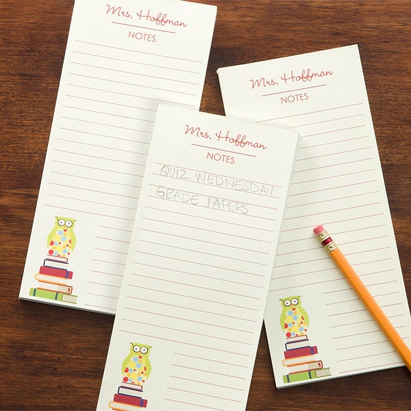 Personalized Teacher Note Pad Stationery - Wise Owl