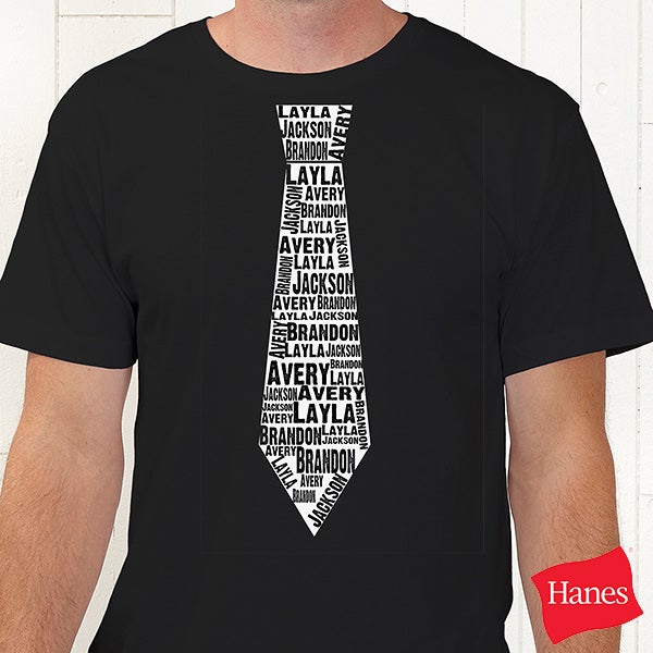 11739   Repeating Name Tie Personalized Apparel   Black T Shirt