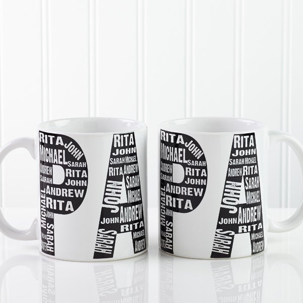 Personalized Coffee Mugs for Dad - Repeating Names - 11743