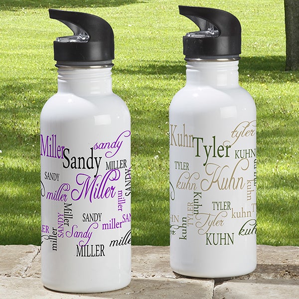 Name Outlined Water Bottle Personalized Engraved Cup unique Gift