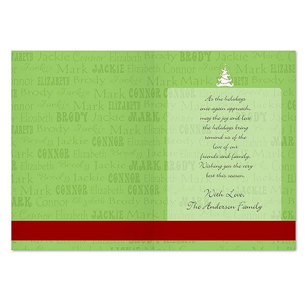 11968   Christmas Tree Personalized Christmas Cards   Front and 