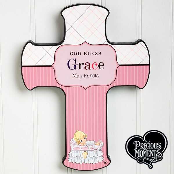 12067   Precious Moments® Personalized Christening Baby Cross   Girl