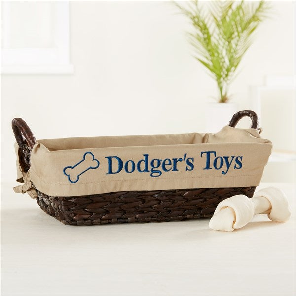 Monogrammed dog hotsell toy basket