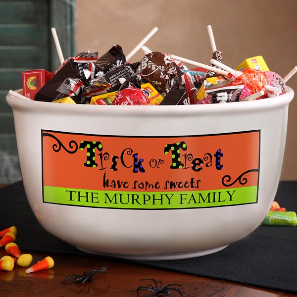 Personalized Halloween Candy Bowl - Trick or Treat Sweets