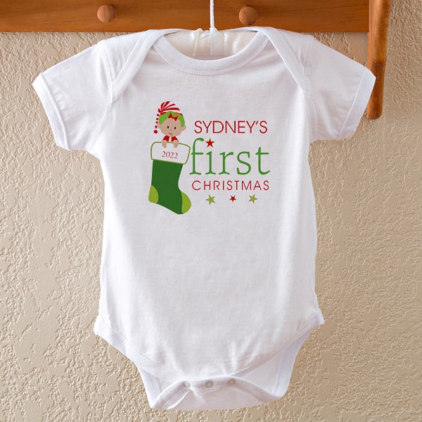 Personalized Baby S First Christmas Clothing